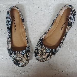 Lucky Brand Embroidered Emmie Ballet Flats EUC